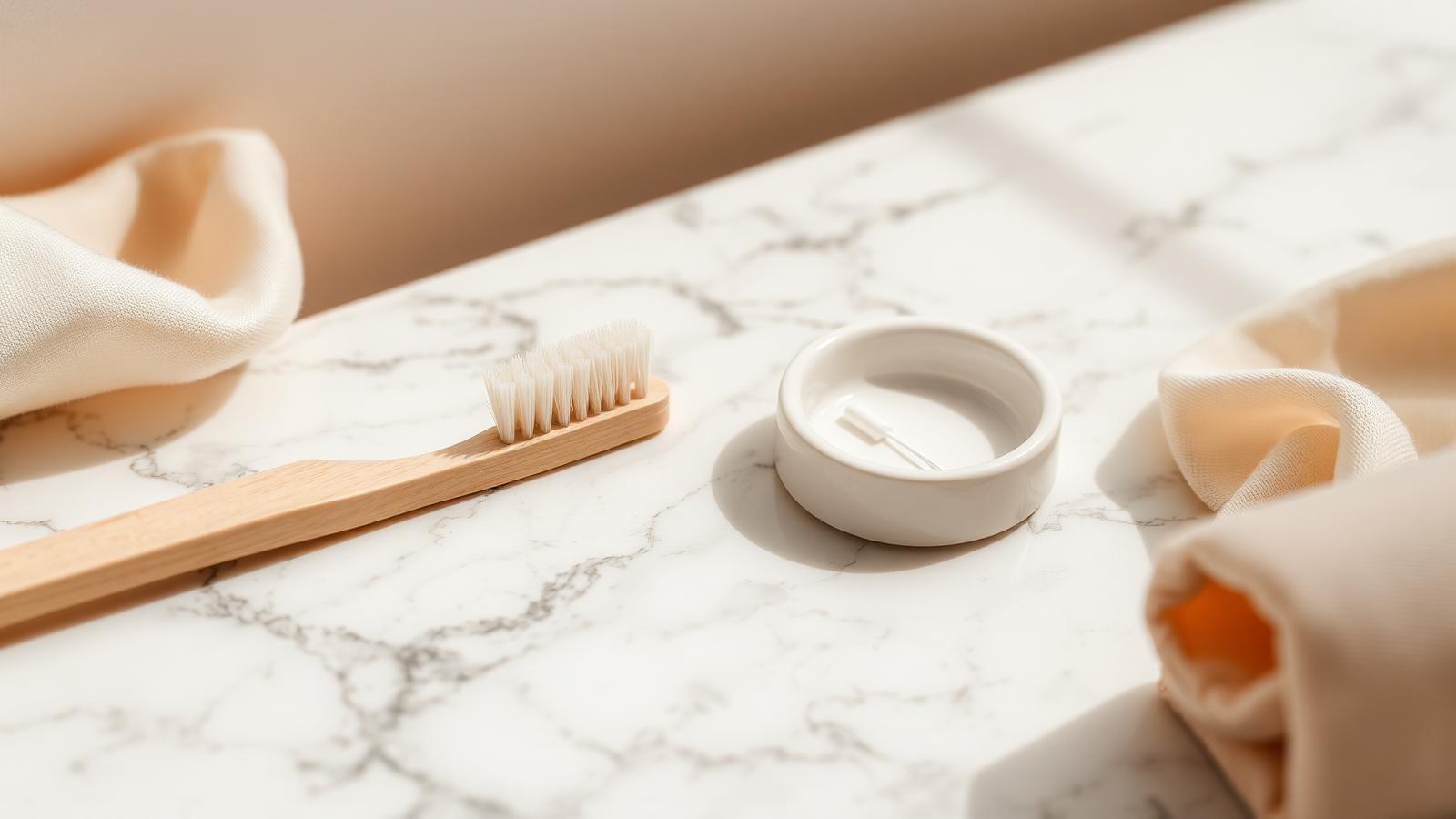 Dental aftercare essentials on a marble surface